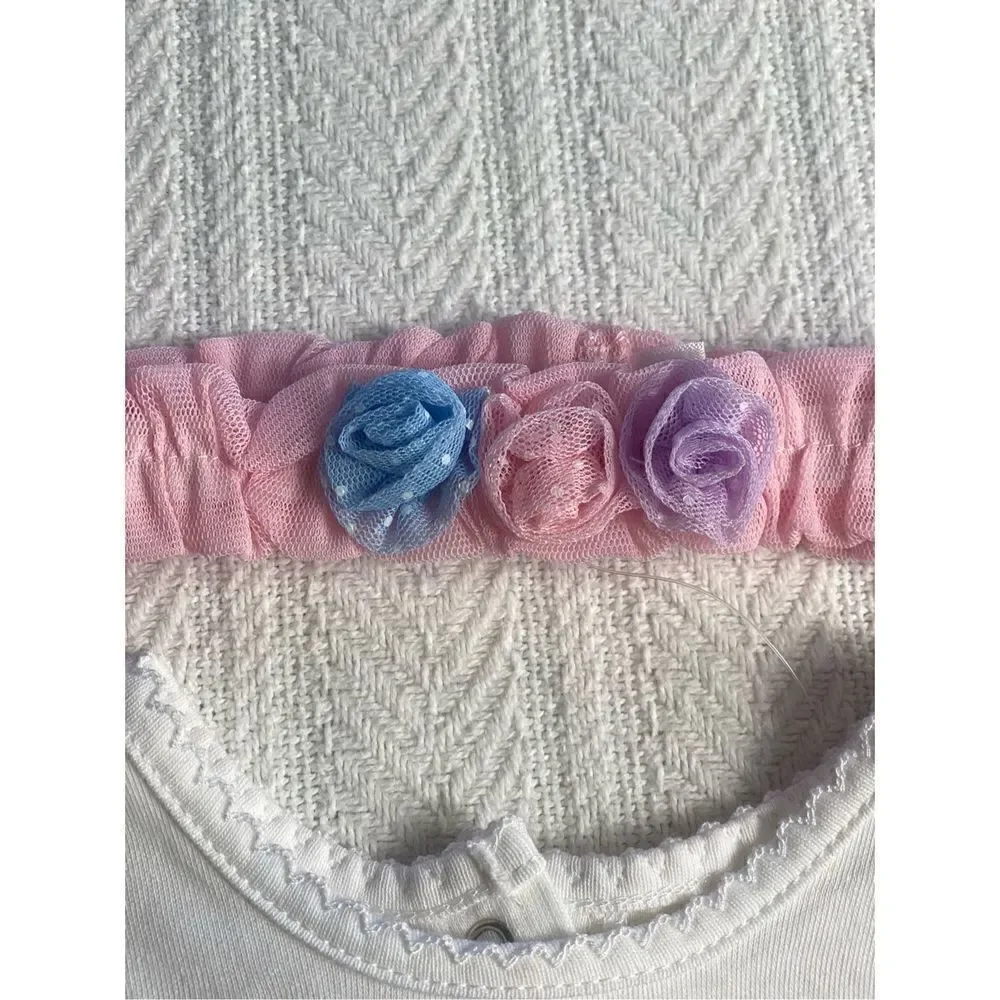 Little Me Baby Girls 6 Months Multi Tier Popover and Matching Headband